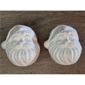 Christmas Salt Pepper Shakers Santa White Ceramic‎ Winter Wonder Lane NEW